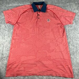 UNRL Golf Polo Shirt Mens Size L Red Camo Barstool Sports Logo Performance Knit